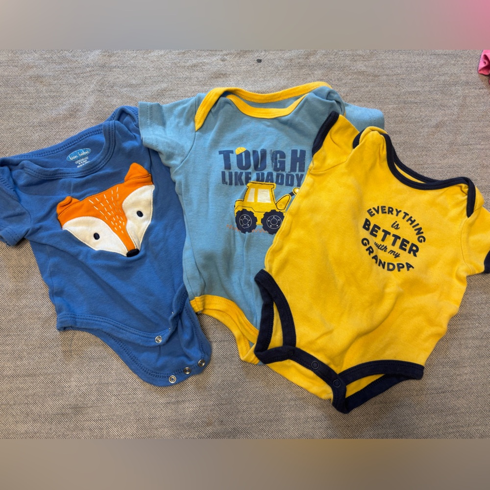 ⭕️Bon Bebe Blue, Yellow, and Orange Bodysuits Set